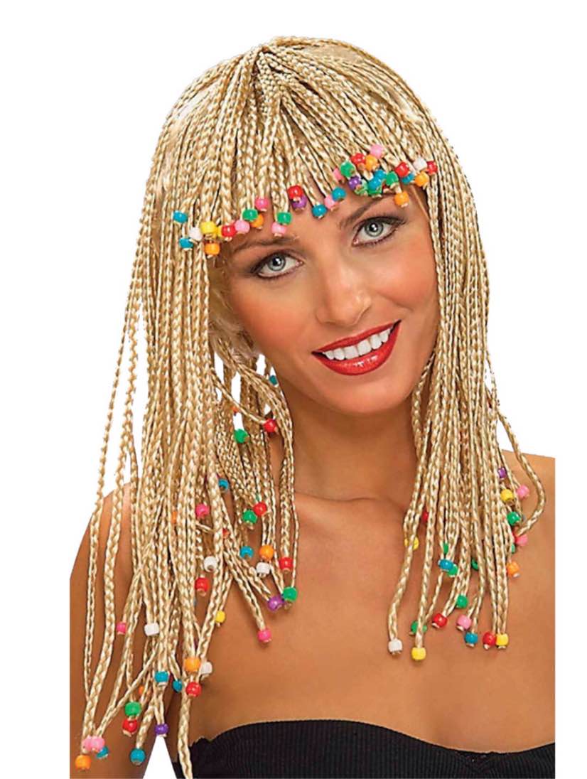 Blonde Beaded Corn Row Wig