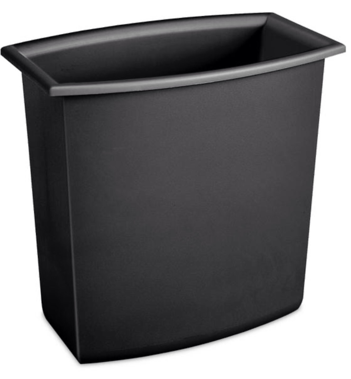 Sterilite 2 Gallon Rectangular Vanity Wastebasket, Small Plastic Trash Can for the Bathroom, Bedroom, Dorm Room, or Office, White and Black, 12-Pack