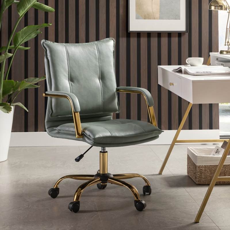 Leather Task Chair With Padded Arms 