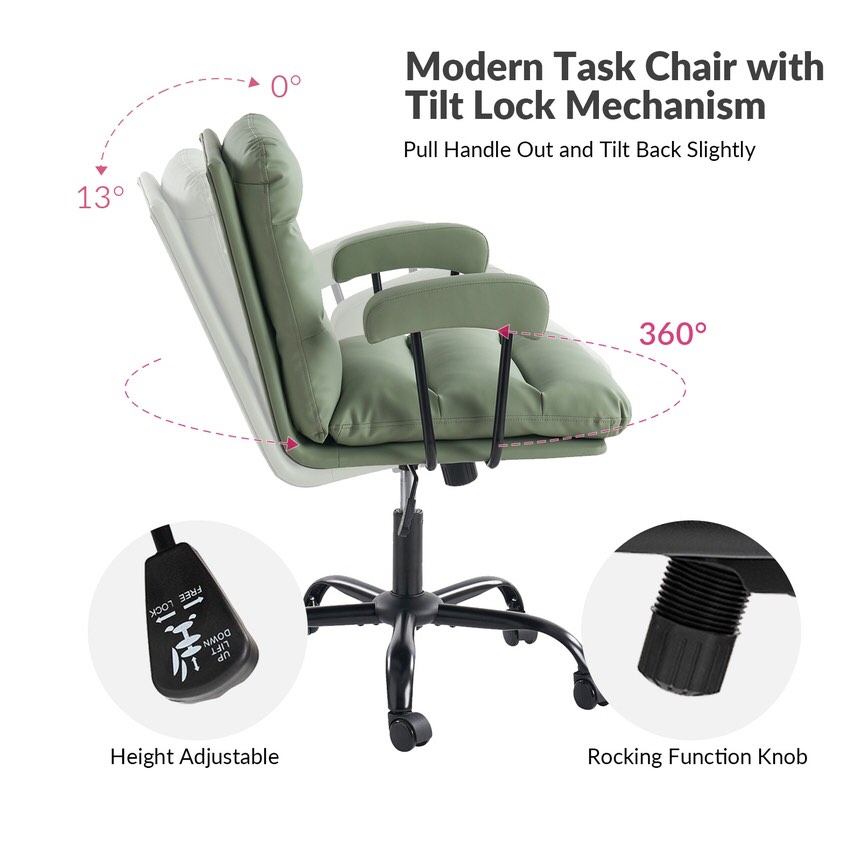 leather task chair with padded arms 