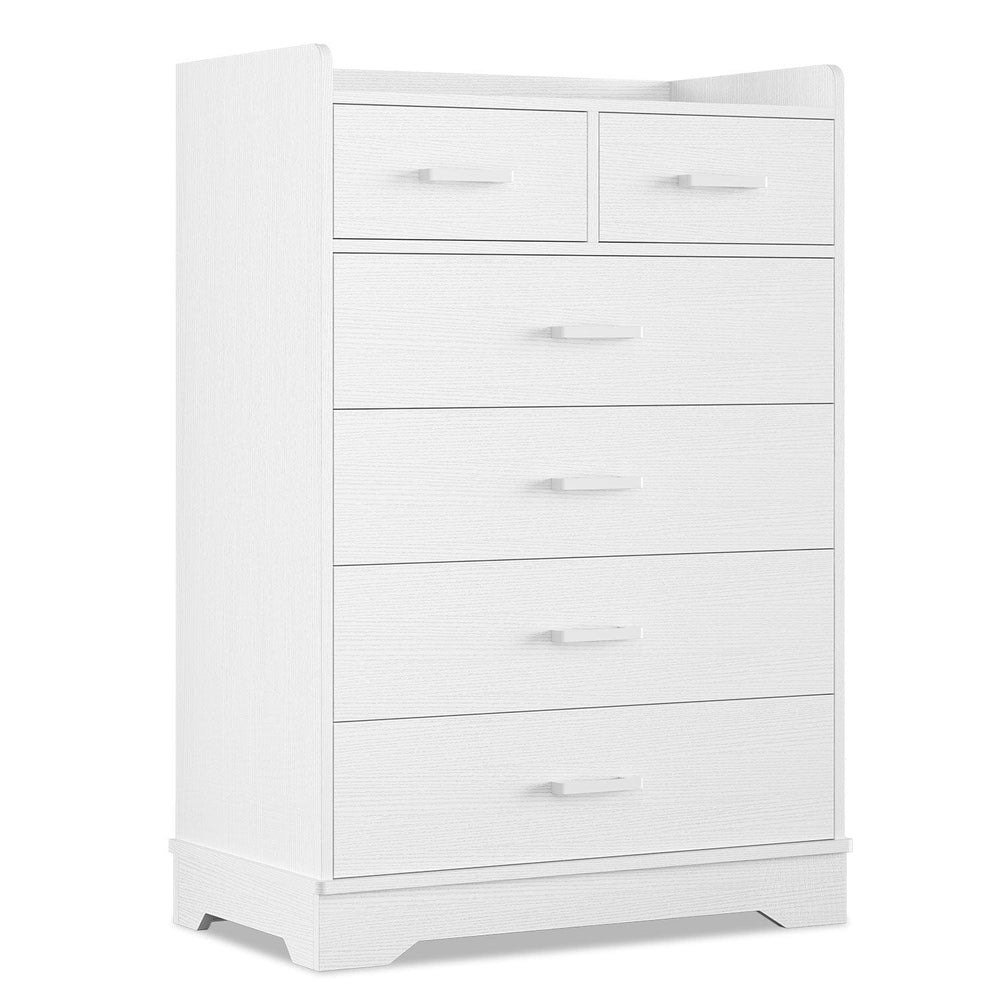 6 Drawers Dresser With Vertical Large Storage White