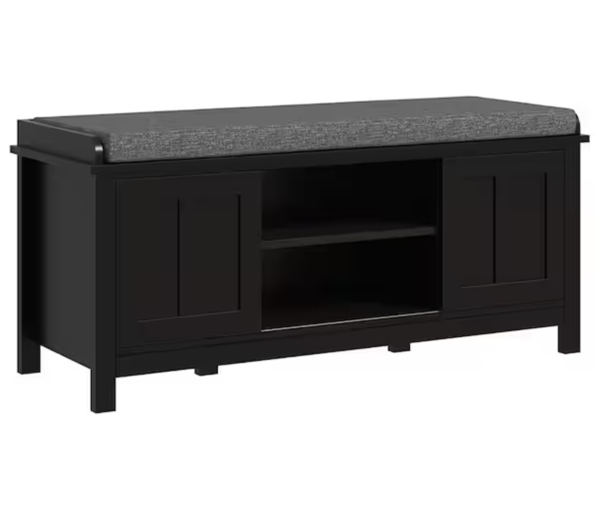 Black Entryway Shoe Storage Bench Ottoman with Sliding Doors Hold 10 Pairs Shoes and Adjustable Shelving