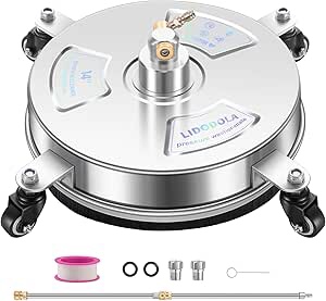 14" Pressure Washer Surface Cleaner with 4 Wheels - Stainless Steel Surface Cleaner for Pressure Washer Attachment for Concrete, Patio, Sidewalk, Deck and Driveways - PWS14