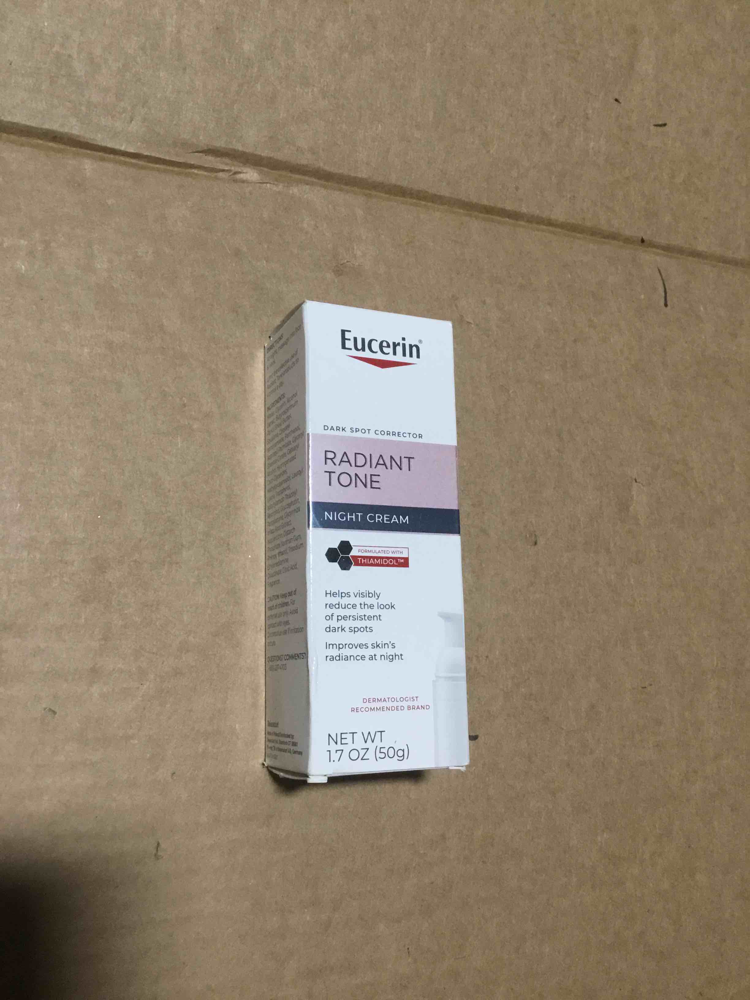 Condition photo showing New/Like New for Eucerin Radiant Tone Night Cream, Dark Spot Corrector with Thiamidol, Night Moisturizer for Face Helps Visibly Reduce the Look of Persistent Dark Spots, All Skin Types, 1.7 Oz Bottle