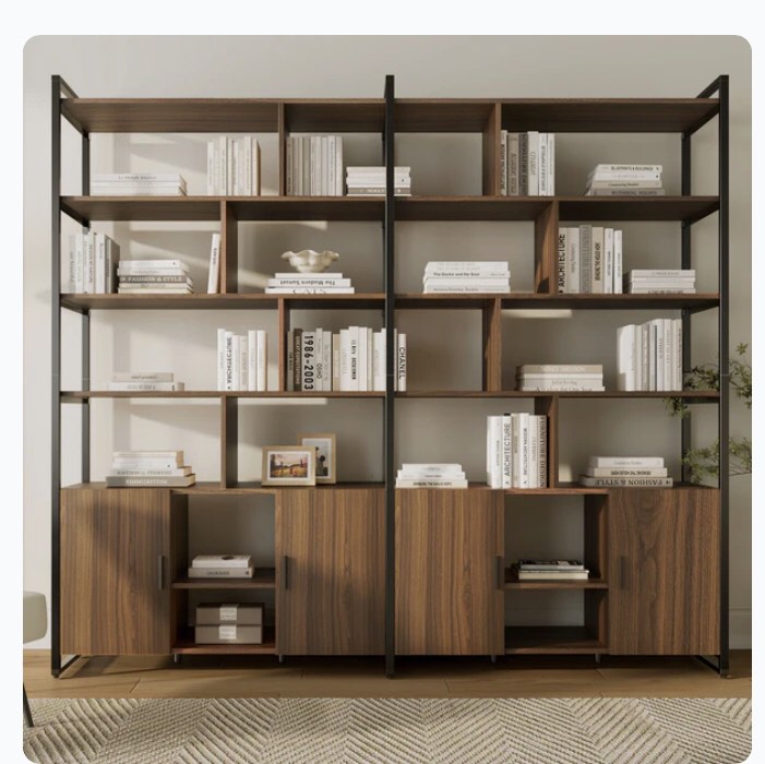 Napa Wood Bookcase Cabinet, Bottom Storage, Adjustable Book 
