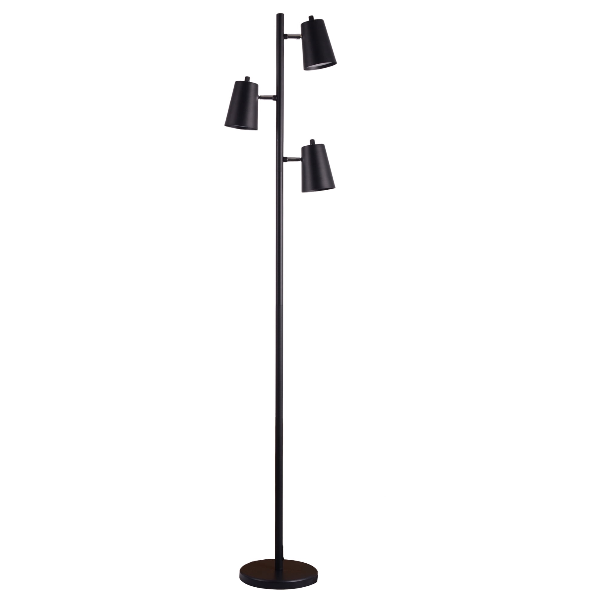 Mainstays 62.2 Inch LED Floor Lamp with 3 Adjustable Lights, Matte Black Finish