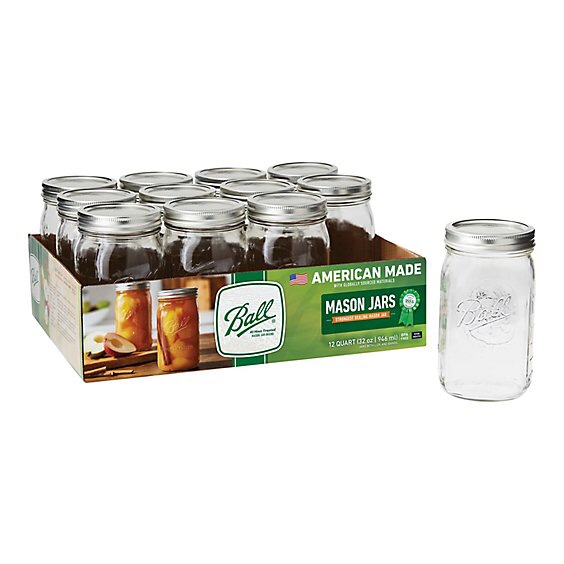 Ball Jars Wide Mouth Quart - 12 Count