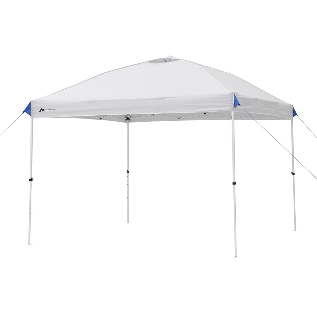 ozark trail 10x10 instant pop up canopy tent with simple push setup – straight leg pop-up tent for tailgating, camping & events, white