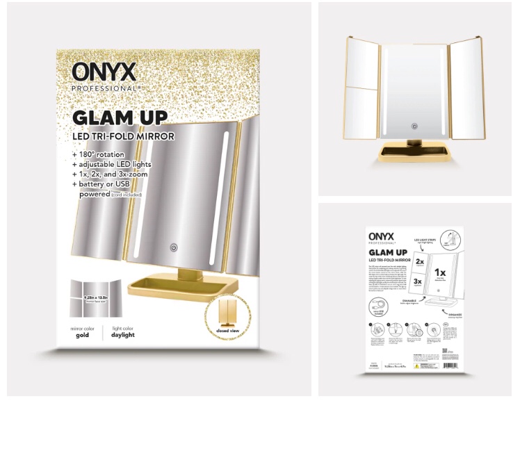 GLAM UP LED TRIFOLD MIRROR