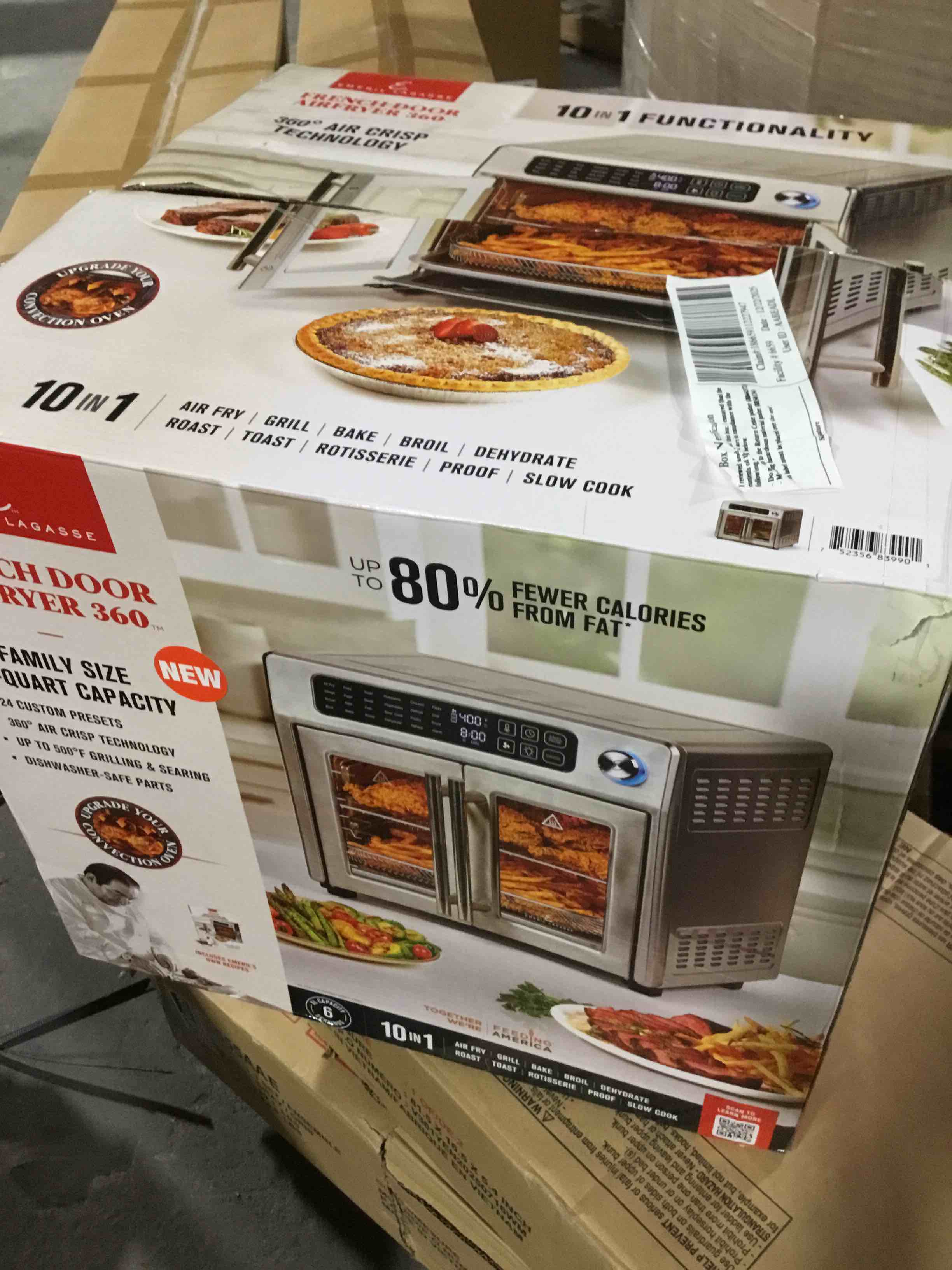 Condition photo showing As Is for Emeril Lagasse Stainless Steel 10-in-1 French Door AirFryer 360