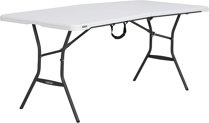 lifetime 6-foot fold in half table, light commercial, white granite
