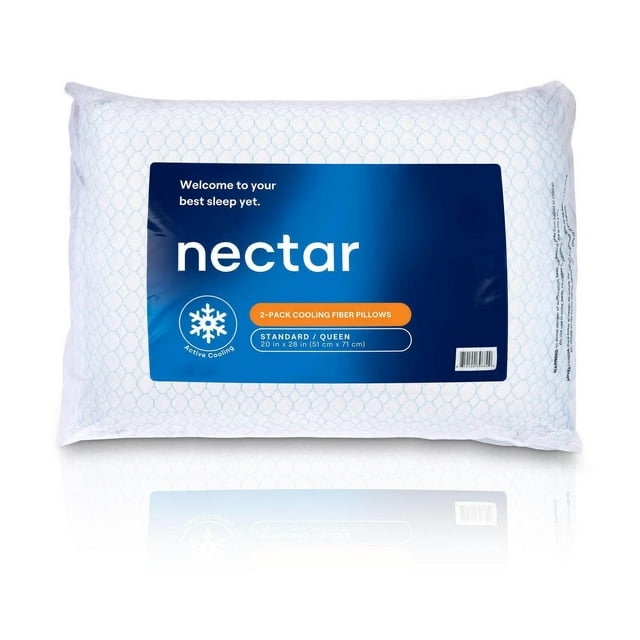 Nectar 2-Pack Cooling Down Alternative Microfiber Pillows, Standard/Queen Size Only 1