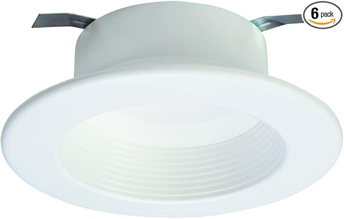 Halo Recessed RL460WH930PK-6PK LED Retrofit RL- 4", 60W Equivalent, Soft White, White, Baffle and Trim Ring, 600 lm, 90CRI