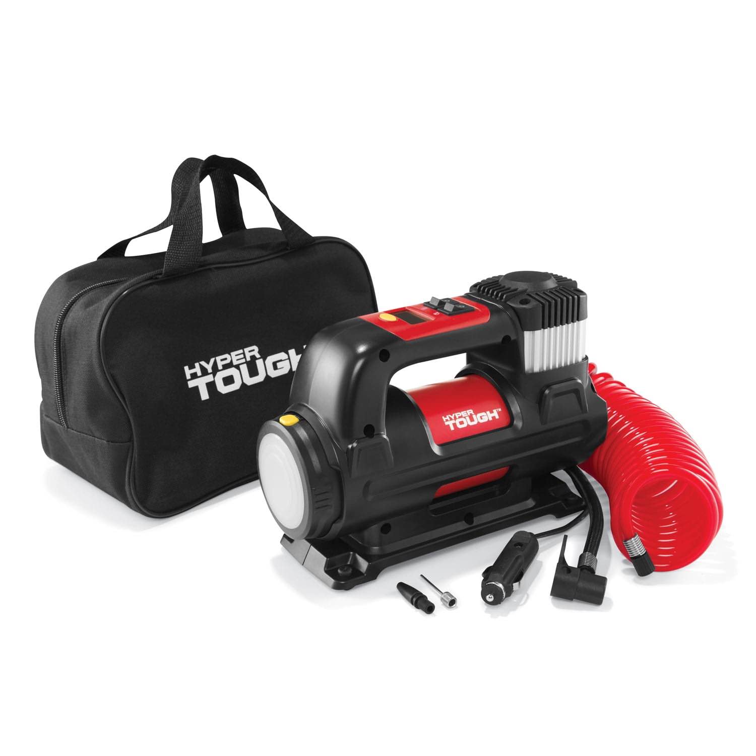 hyper tough dc 12v heavy duty direct drive digital tire inflator with detachable led light