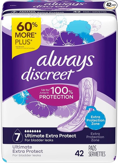 always discreet ultimate extra protection 7 drop base pads - 42ct
