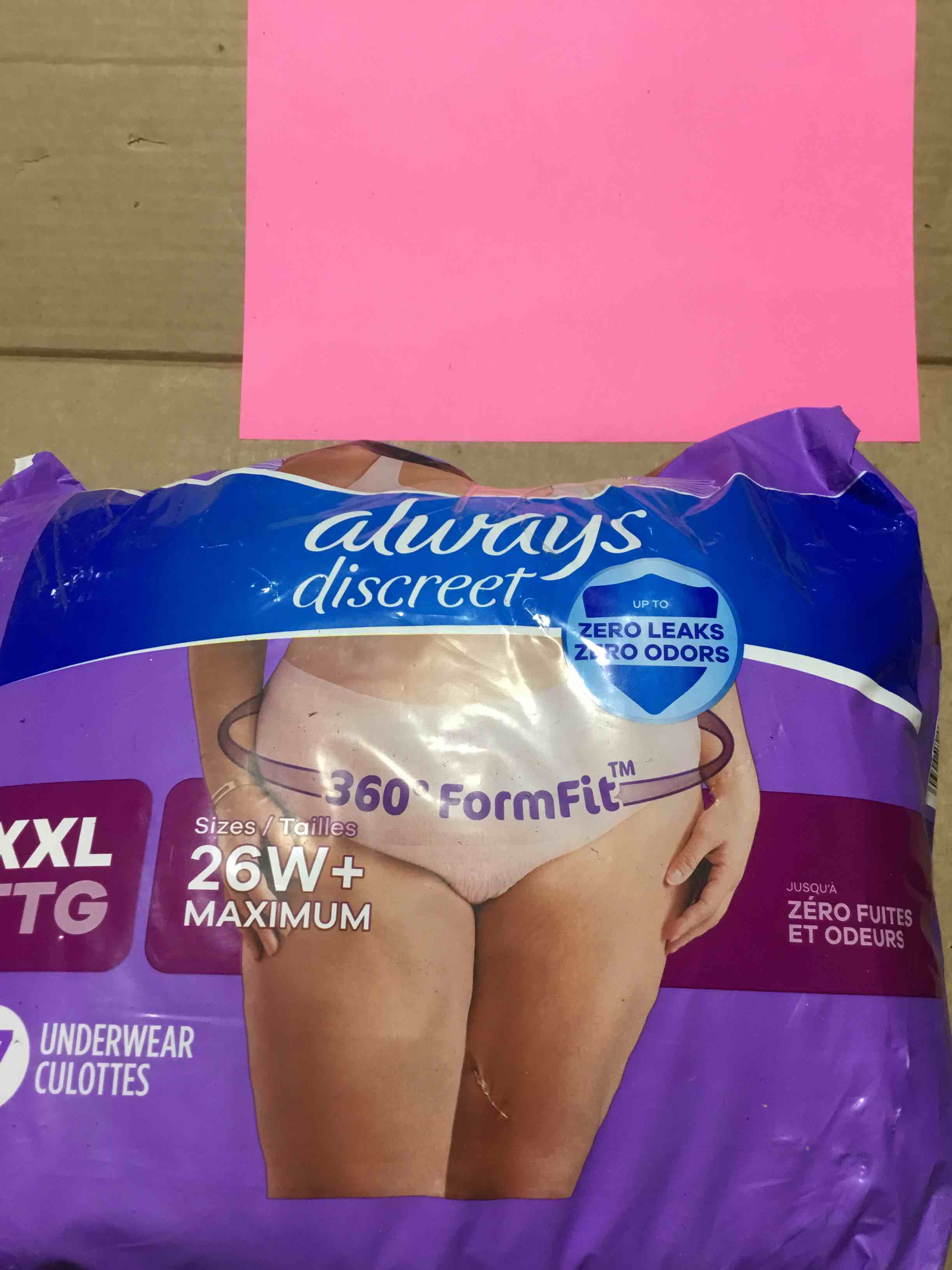 Condition photo showing New/Like New for Always Discreet Maximum Protection Underwear