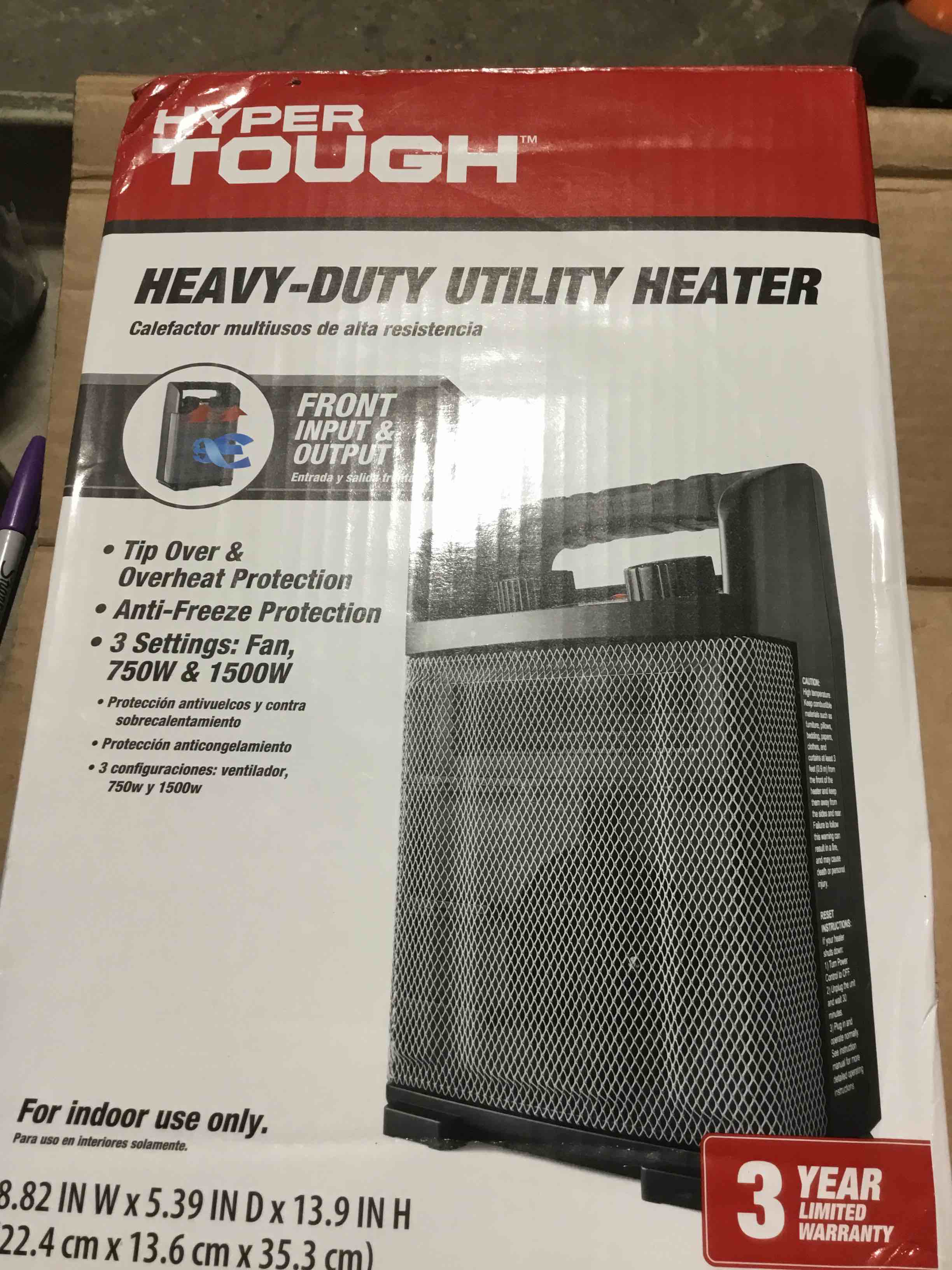 Condition photo showing Good Condition for Hyper Tough Black 1500w Heavy Duty 2-Setting Electric Utility Space Heater
