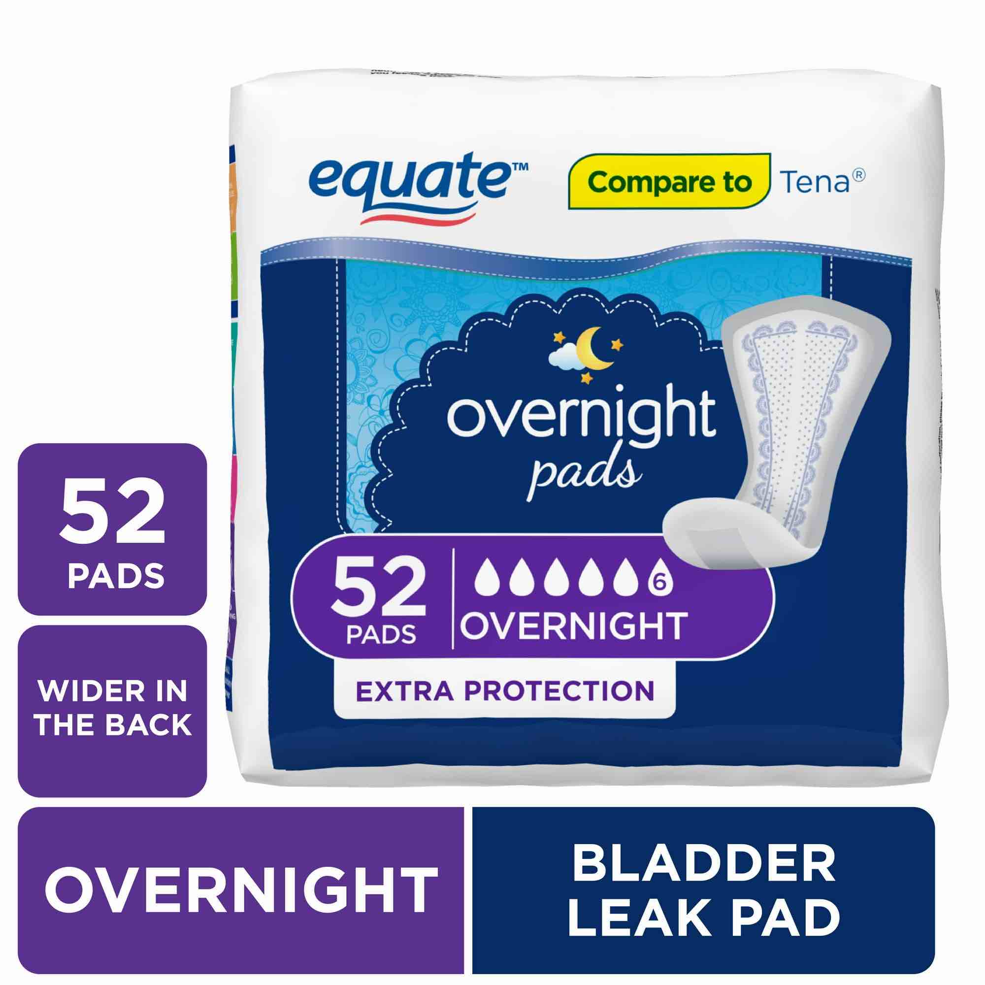 equate women s incontinence pads  overnight (52 count)