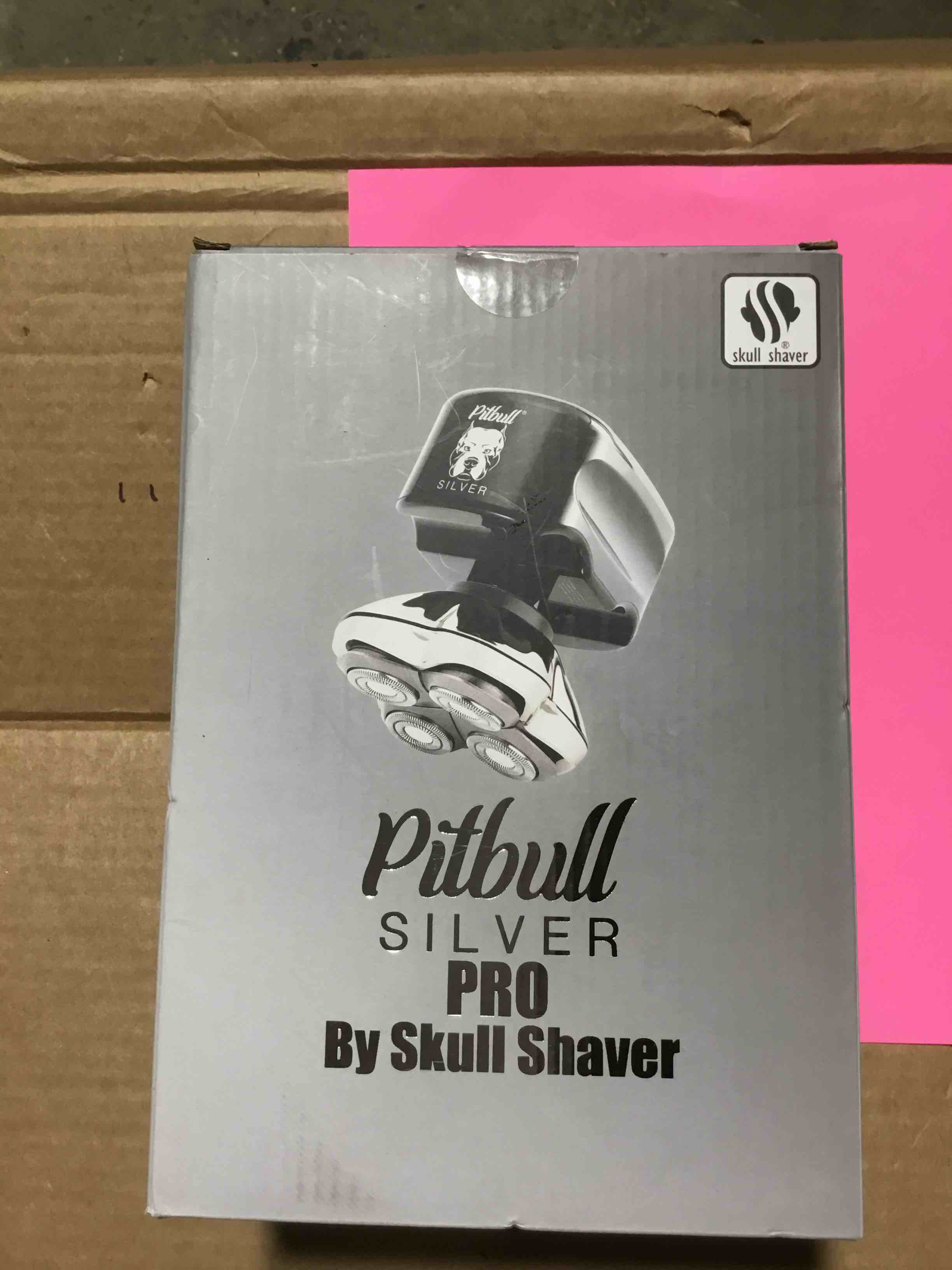 Condition photo showing New/Like New for Skull Shaver Pitbull Silver PRO: Electric Head Shaver for Men Wet & Dry Bald Head Shaver with Ergonomic Design - Perfect Grooming Kit & Gift for Men