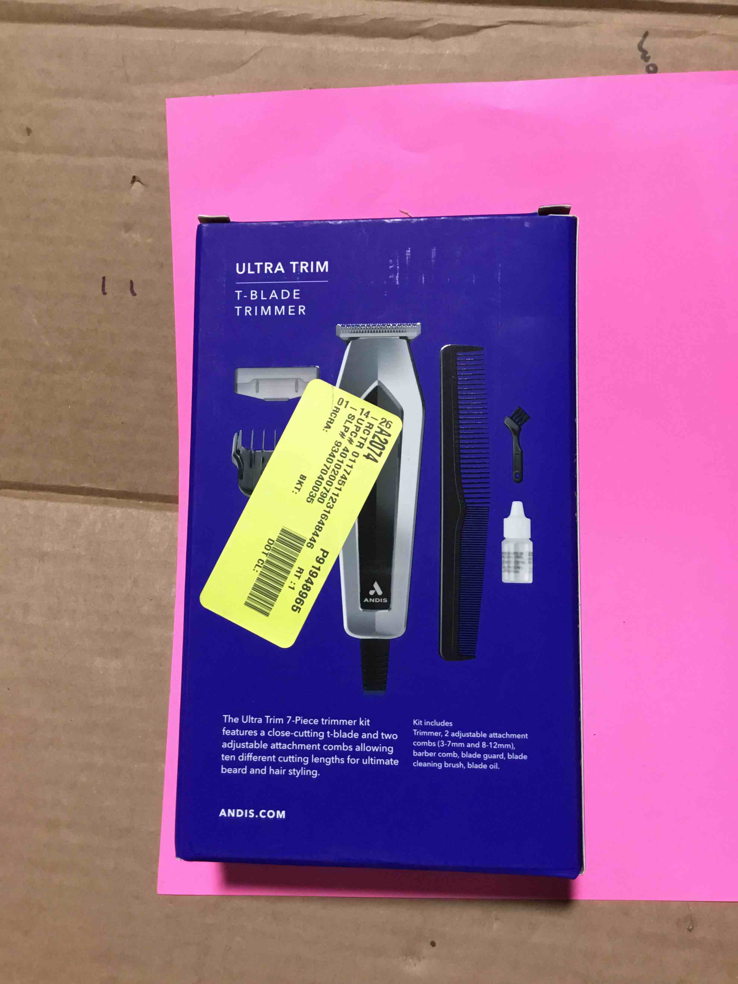 Condition photo showing New/Like New for Andis UltraTrim Corded T-Blade Trimmer  7-Piece Kit Includes 2 Guards with 10 Lengths  Black/Silver