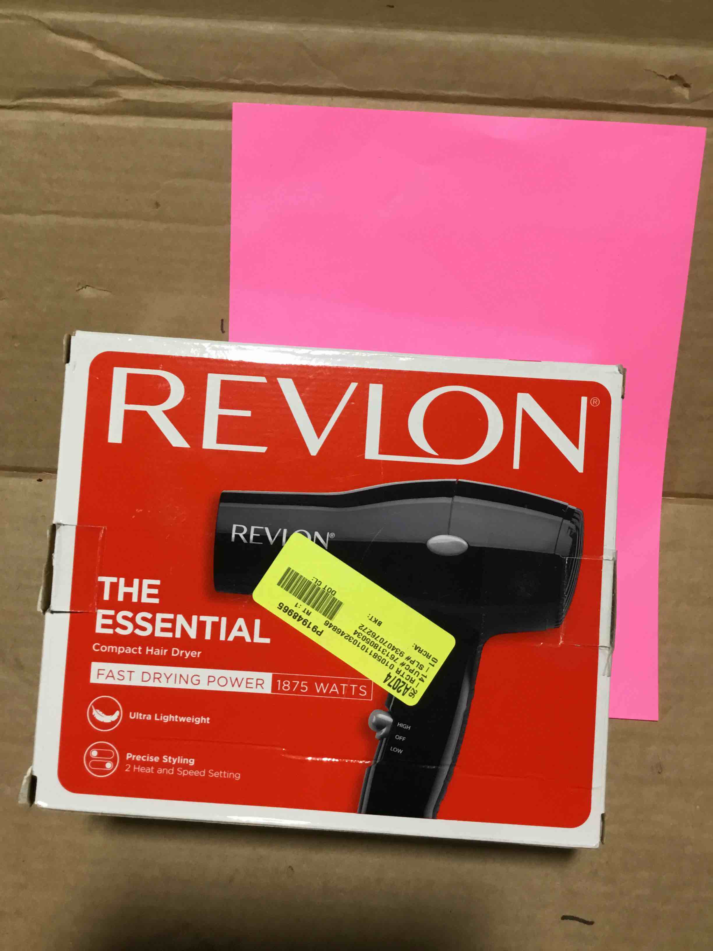Condition photo showing As Is for Revlon 1875W Compact Styling Lightweight Hair Dryer - Black
