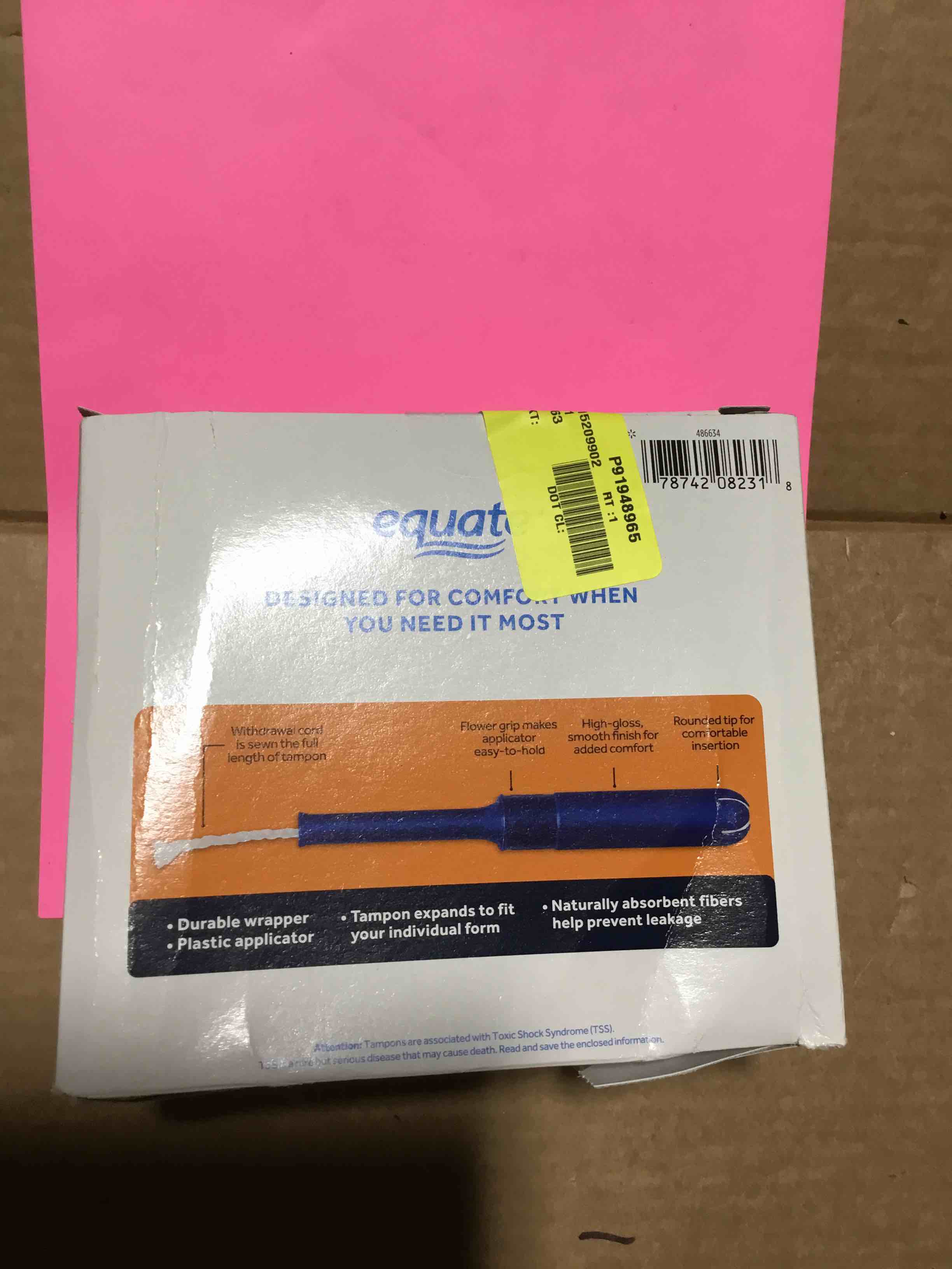 Condition photo showing New/Like New for equate Tampons BWMGP36 Menstrual tampon, unscented