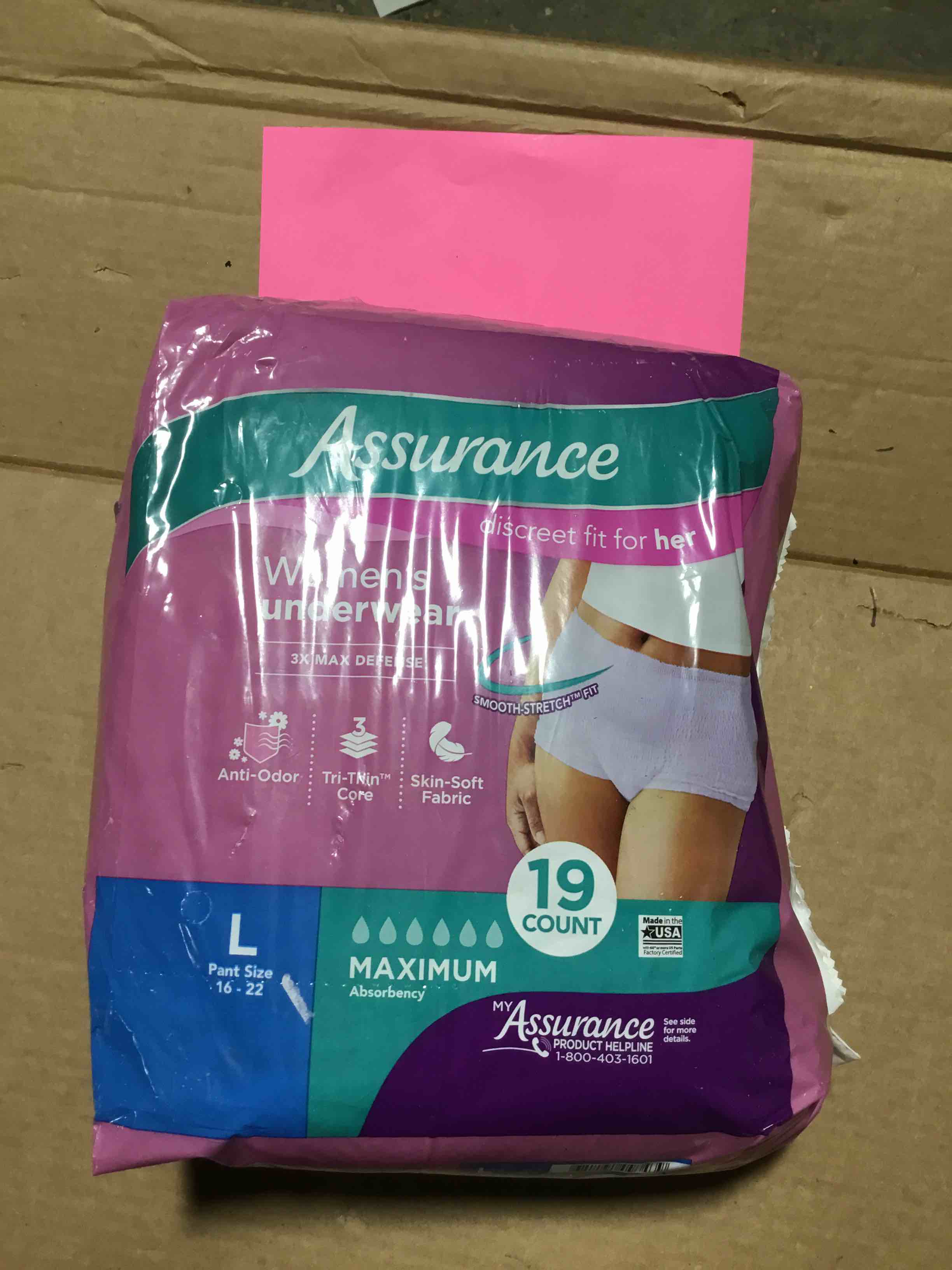 Condition photo showing Good Condition for Assurance Women s Incontinence & Postpartum Underwear  L   Maximum Absorbency (19 Count)