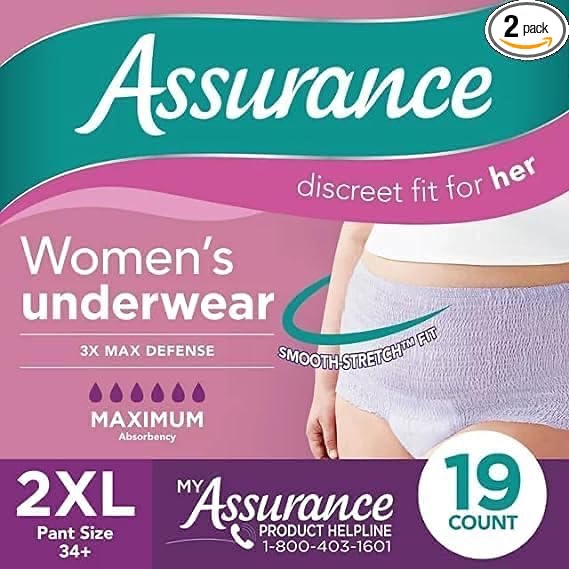 Assurance Women s Incontinence & Postpartum Underwear L Maximum Absorbency (19 Count)