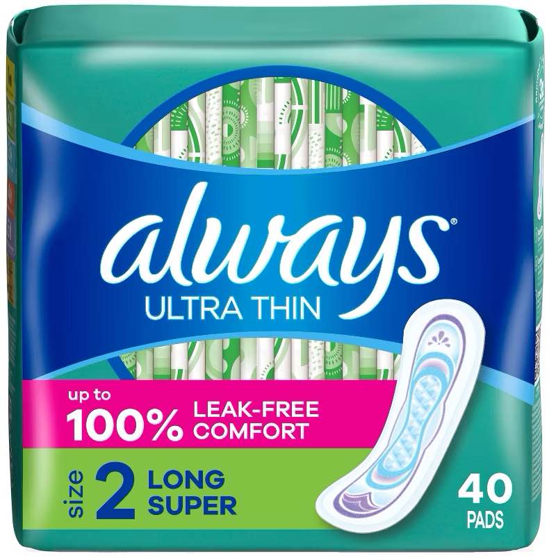 Condition photo showing As Is for Always Ultra Thin Pads Size 2 Super Long Absorbency Unscented Without Wings - 40ct