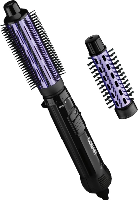 conair 2-in-1 hot air curling combo  includes 1.5-inch curl brush and 1.0-inch aluminum bristle brush cd160nn