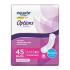 equate options women s bladder control pads maximum absorbency long length (45 count)