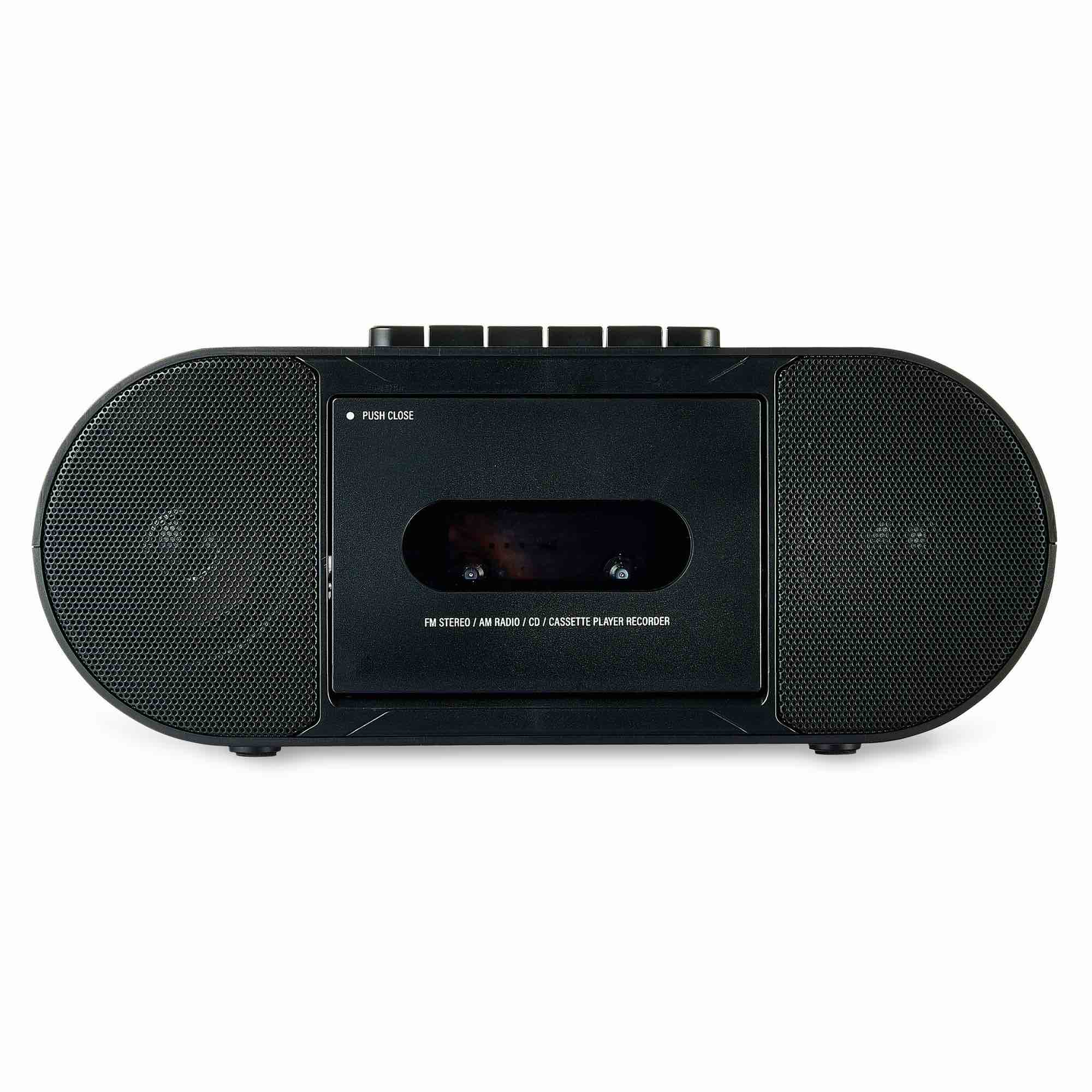 onn. portable cd/cassette boombox with bluetooth wireless technology  black
