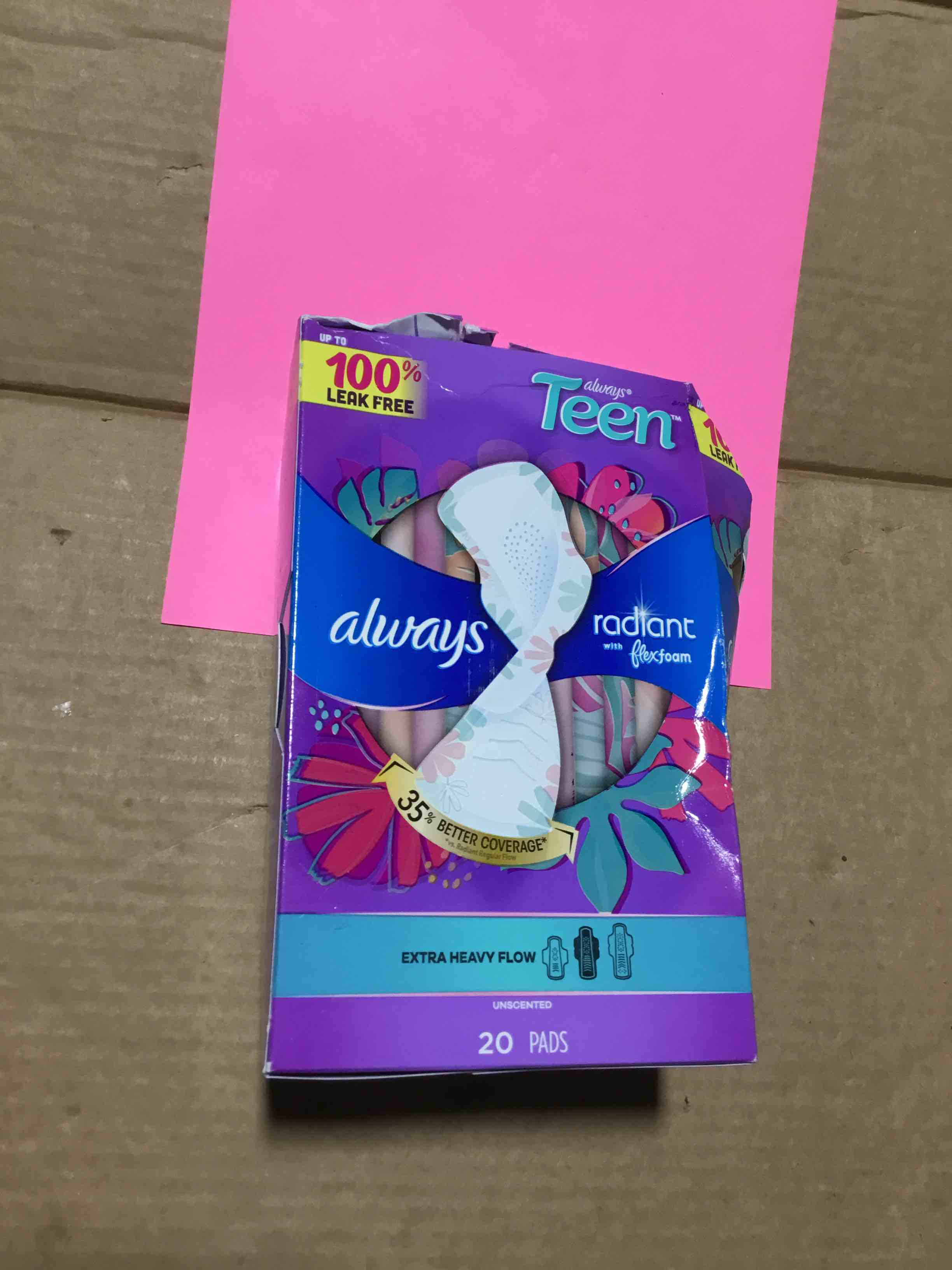 Condition photo showing As Is for Always Radiant Size 3 Teen Unscented Pads - Extra Heavy - 20ct