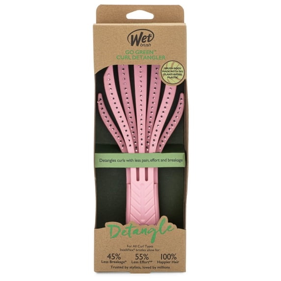 wet brush go green curly detangling hair brush - pink