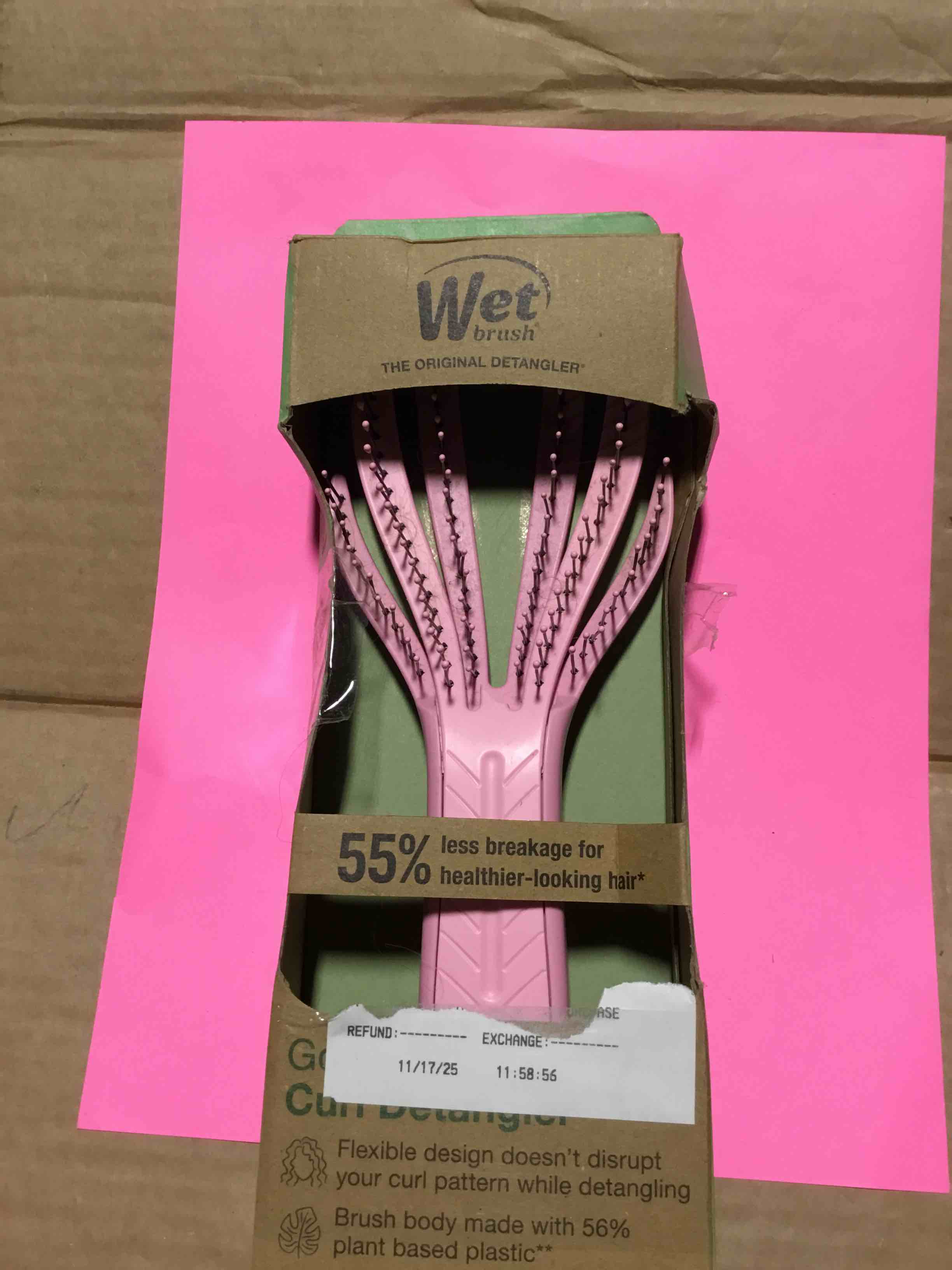 Condition photo showing Good Condition for Wet Brush Go Green Curly Detangling Hair Brush - Pink