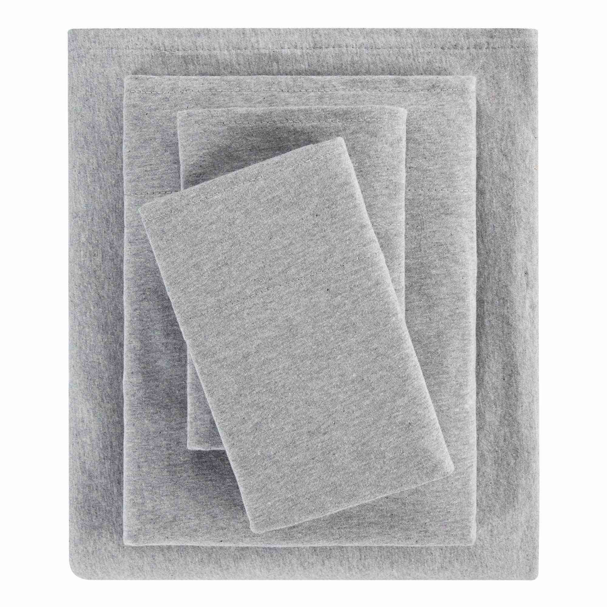mainstays cotton rich extra soft jersey bed sheet set, king heather, 4 pieces
