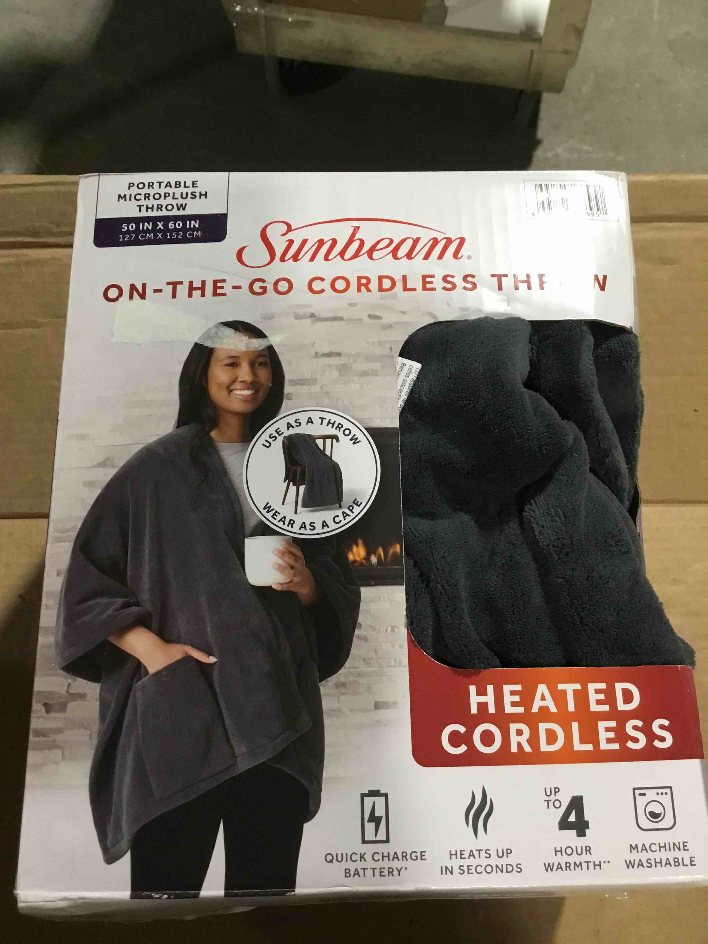 Condition photo showing Good Condition for Sunbeam Slate Gray Microplush Cordless Electric Blanket