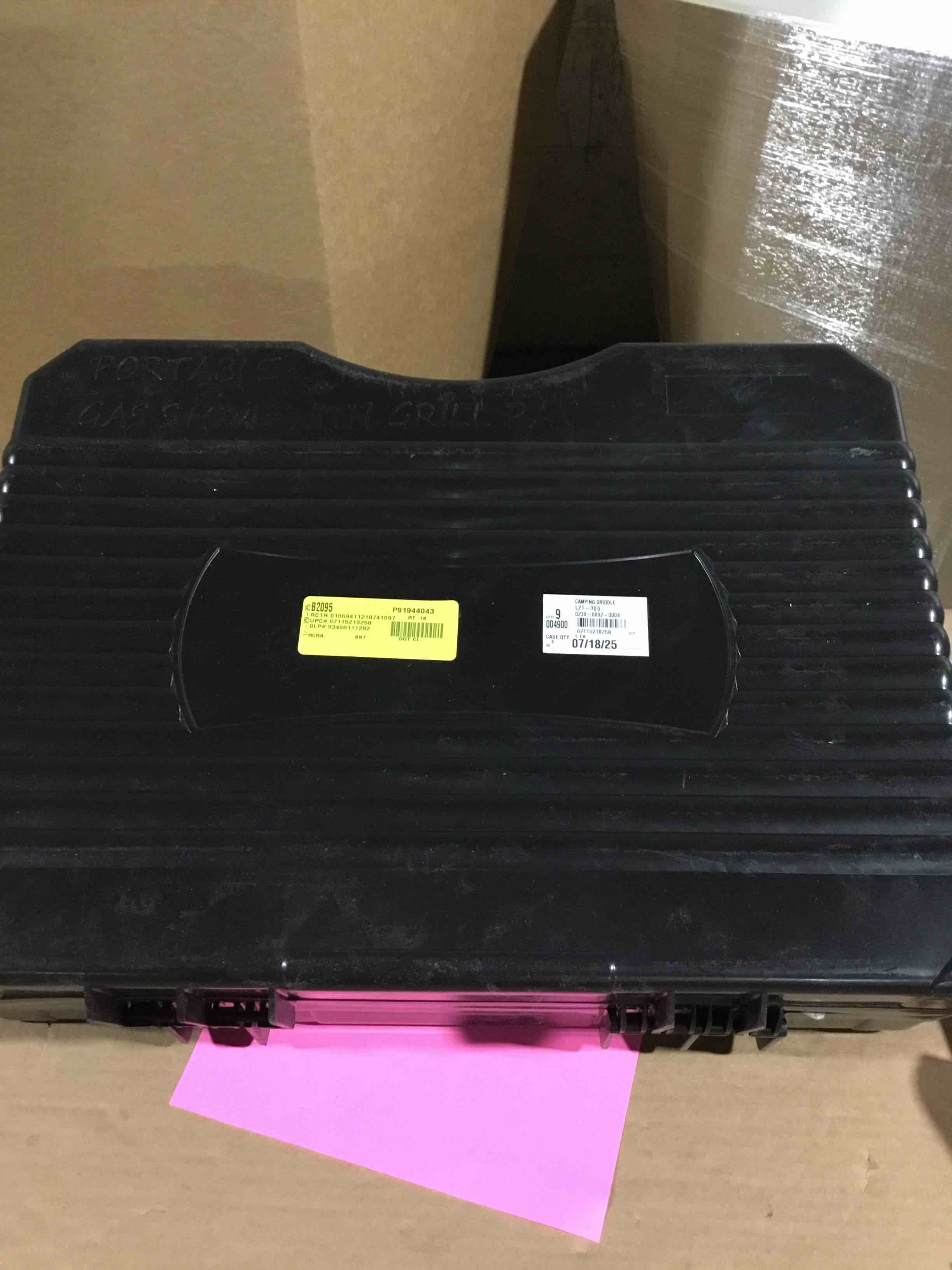 Condition photo showing Good Condition for Ozark Trail Outdoor Butane Griddle 7650 BTU with 15 x12 Cast Aluminum griddle Compact - Light Weight and easy to use. CSA approved Green Color.