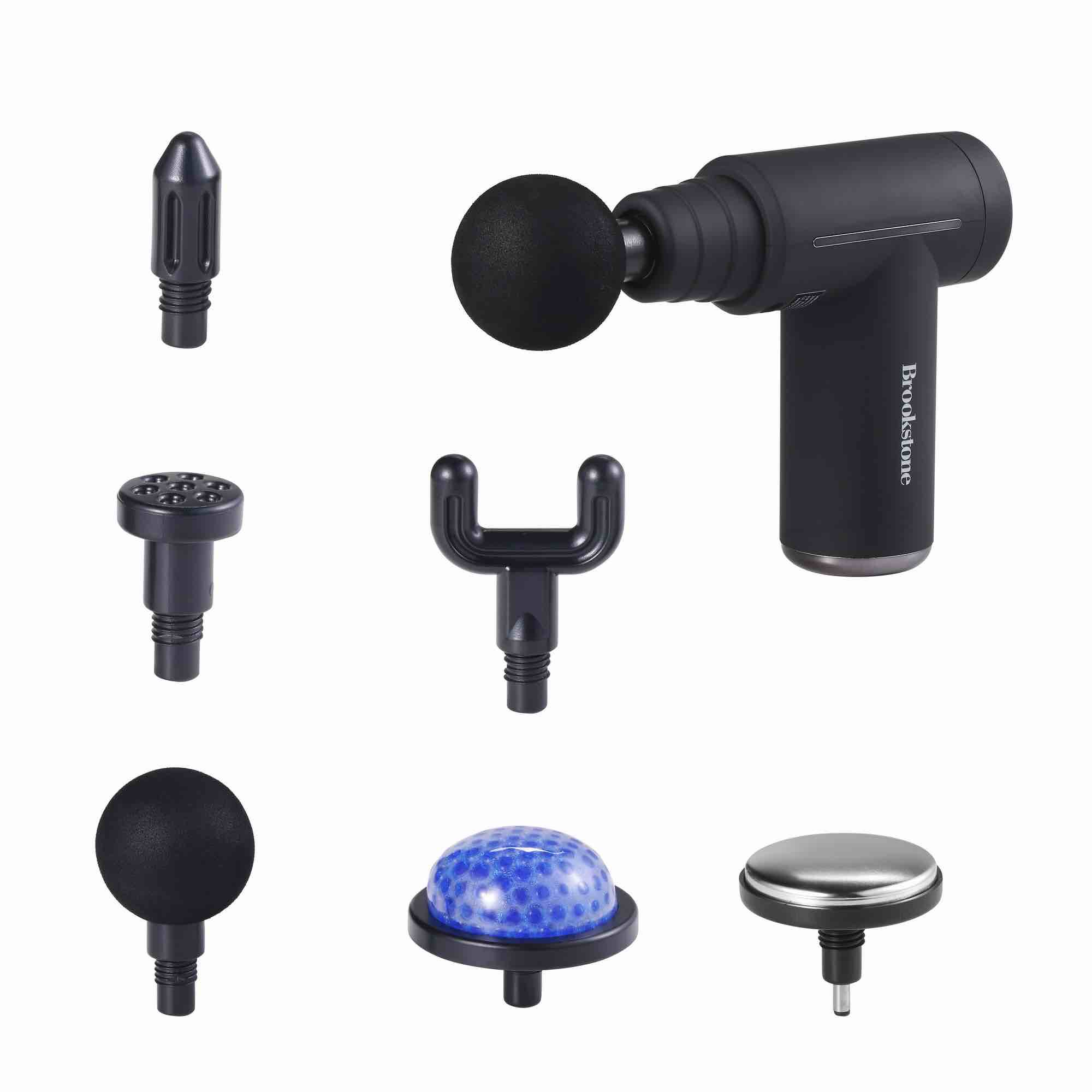 brookstone cordless hot and cold percussion massager  6 intensity levels  deep tissue massage gun