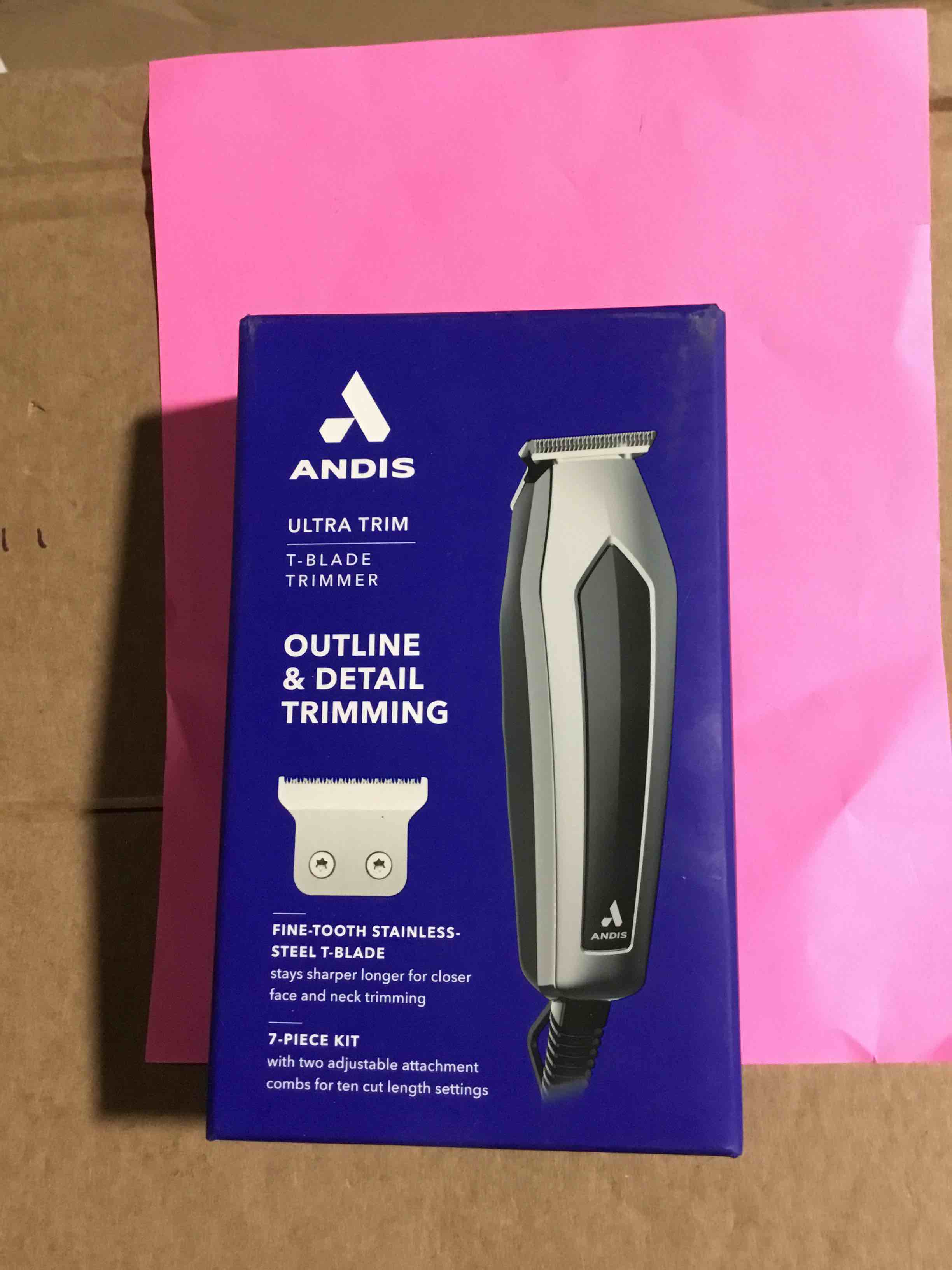 Condition photo showing New/Like New for Andis UltraTrim Corded T-Blade Trimmer  7-Piece Kit Includes 2 Guards with 10 Lengths  Black/Silver