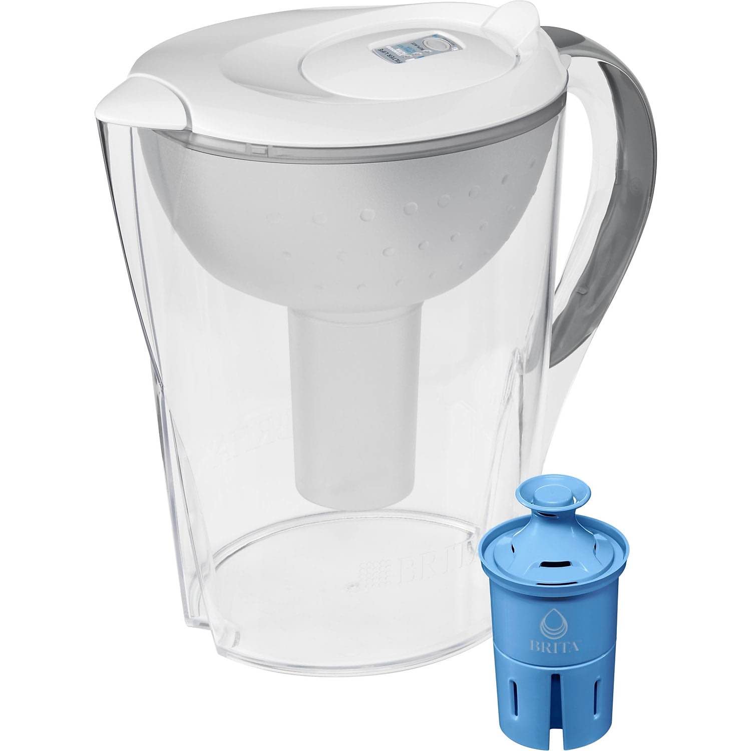 brita large 10 cup pacifica white water filter pitcher withfilter (36515)