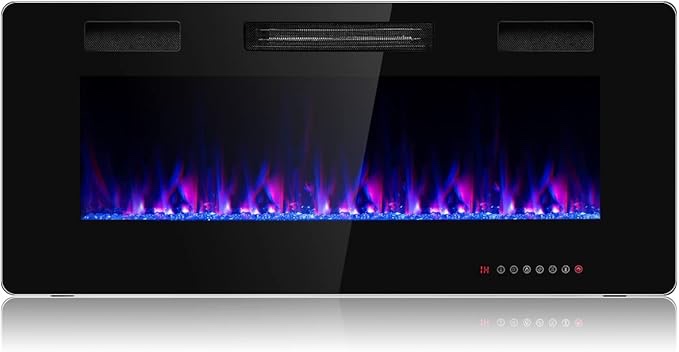 Similar to S AFSTAR 42 Inches Electric Fireplace Insert, 750W/1500W Recessed Electric Fireplaces w/ 12-Adjustable Flame Color & Speed, Remote Control, Timer, Touch Screen, Electric Fireplace Heater(42” x 18.11” Incomplete 