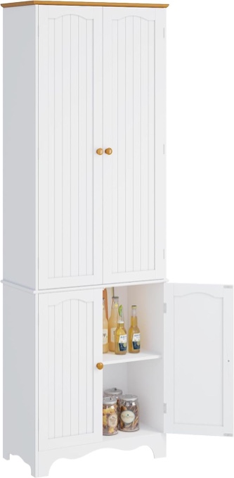 72" Kitchen Storage Cabinet Pantry Cupboard w/ Double Doors & Adjustable Shelves