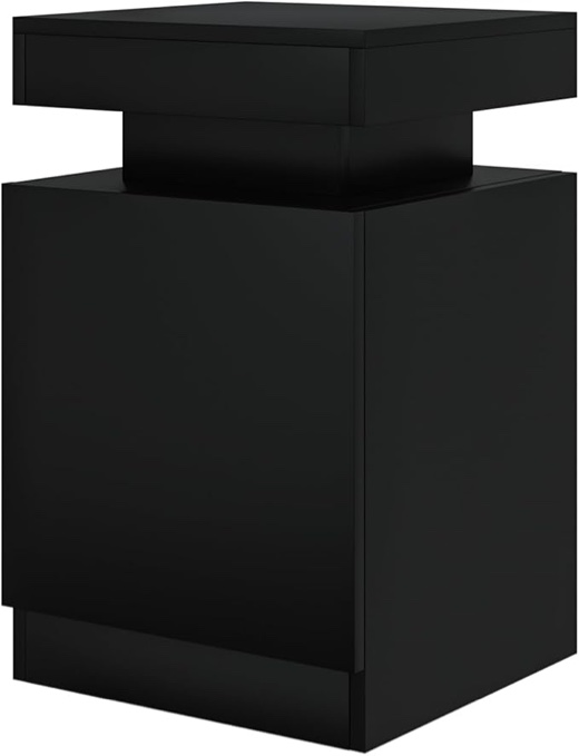 oneinmil nightstand with led lights,night stand with storage cabinet for bedroom,bedside table with led, black