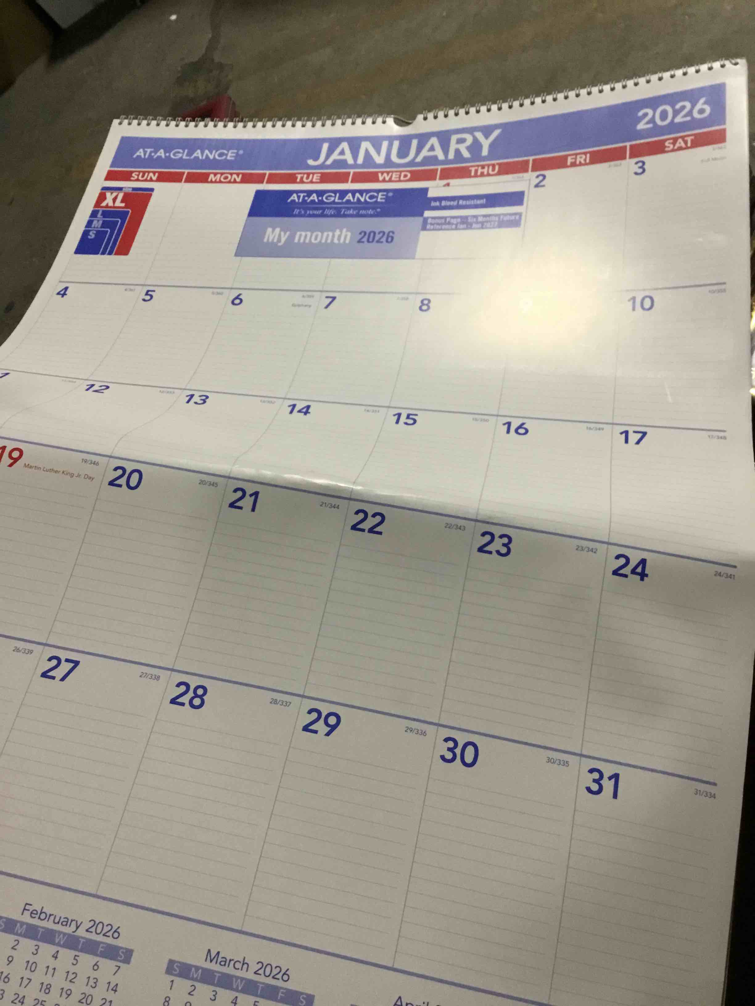 Condition photo showing Good Condition for AT-A-GLANCE 2026 Monthly Wall Calendar Large 20 x 30 - Monthly Wall Calendars