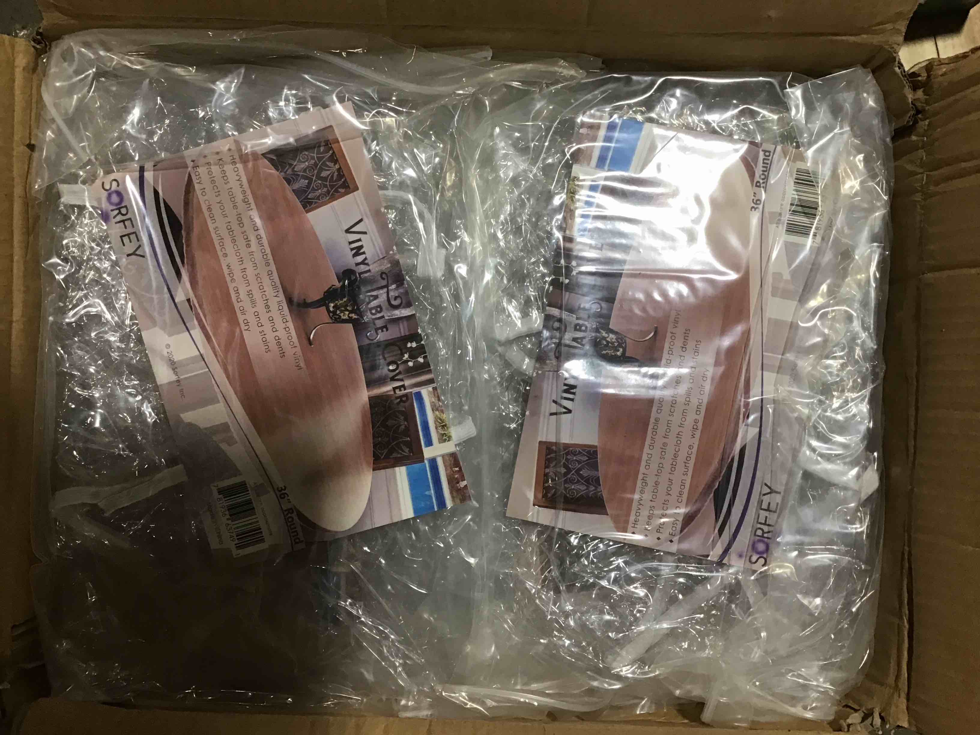 case of 12 clear vinyl round fitted tablecloth 36 inch