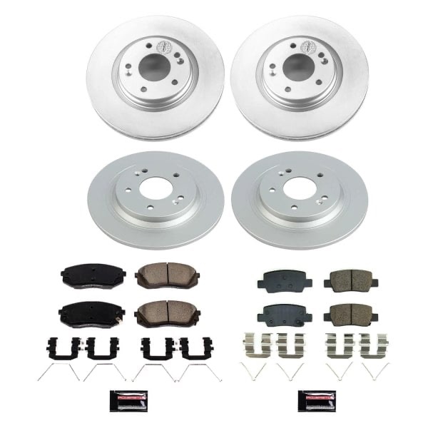 Power Stop Front and Rear CRK8811 Geomet Coated Brake Rotor and Pad Kit For Kia Seltos 2021-2022 [Mo