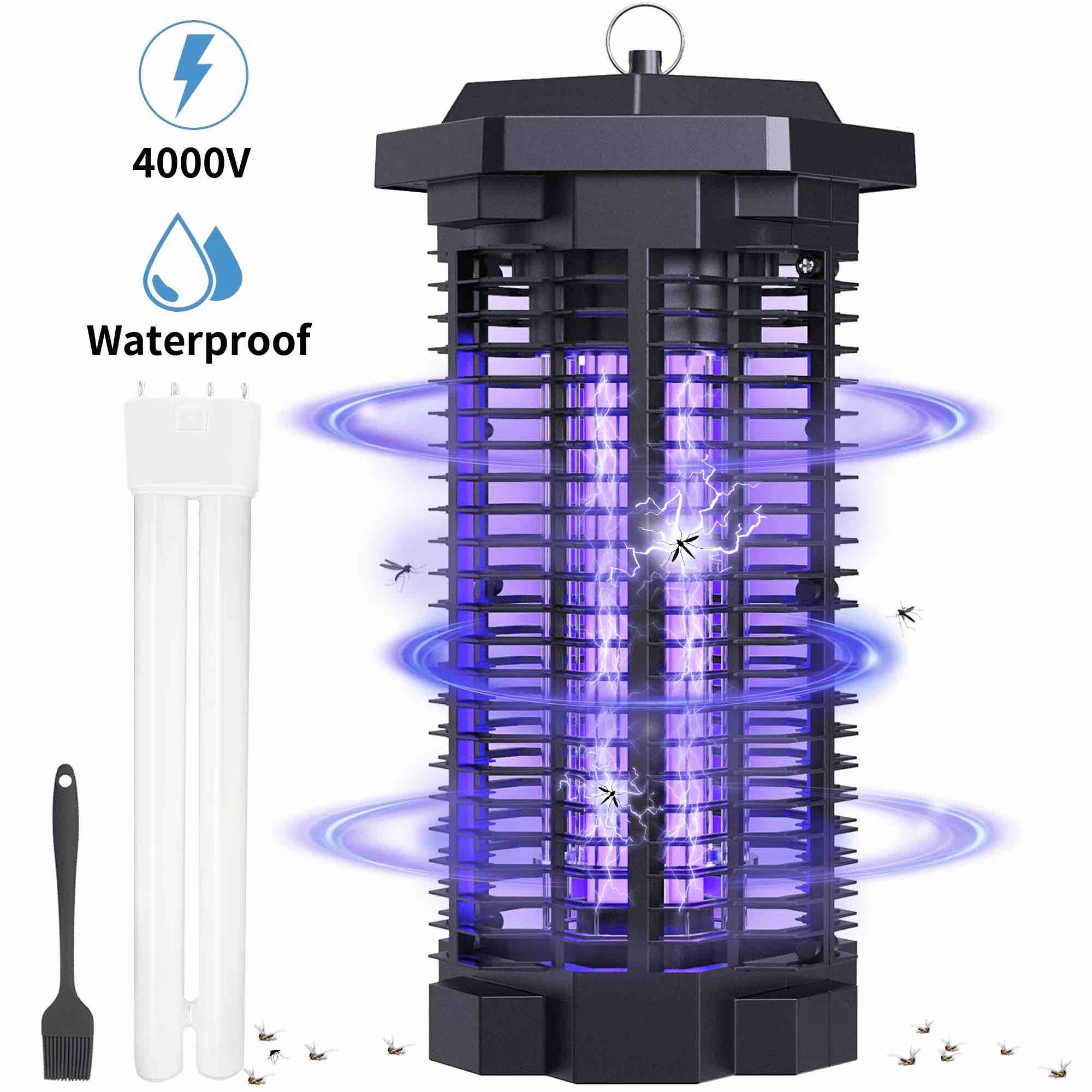 DH-MW12 KLOUDIC Bug Zapper 4000 Volt Waterproof Electric Mosquito Killer Trap mosquito repellent outdoor for Home Backyard Patio Garden, Black