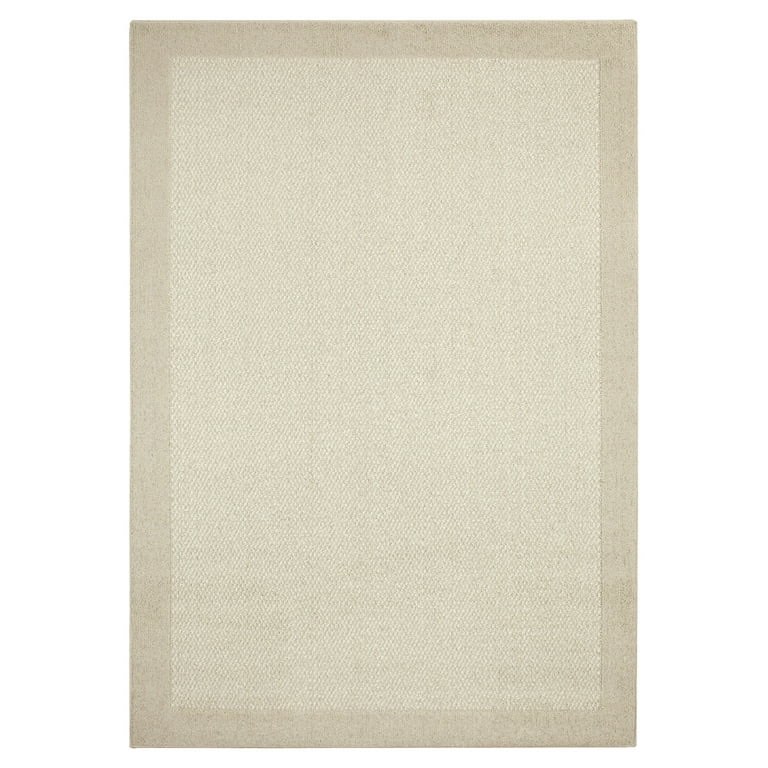 Mainstays Farmhouse Faux Sisal Olefin Beige Border Indoor Living Room Area Rug, 5' x 7'