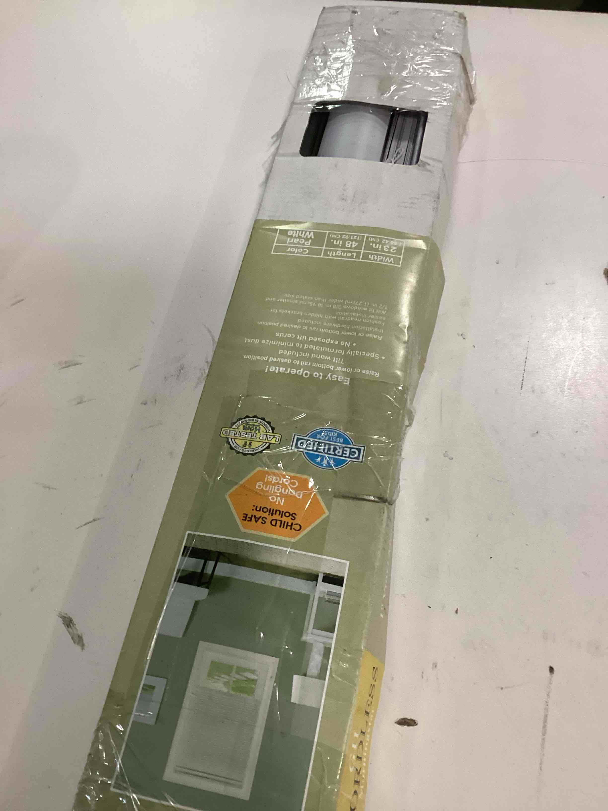 Cordless Light Filtering Mini Blind - 23 Inch Width, 48 Inch Length, 1" Slat Size - Pearl White - Cordless GII Morningstar Horizontal Windows Blinds for Interior by Achim Home Decor